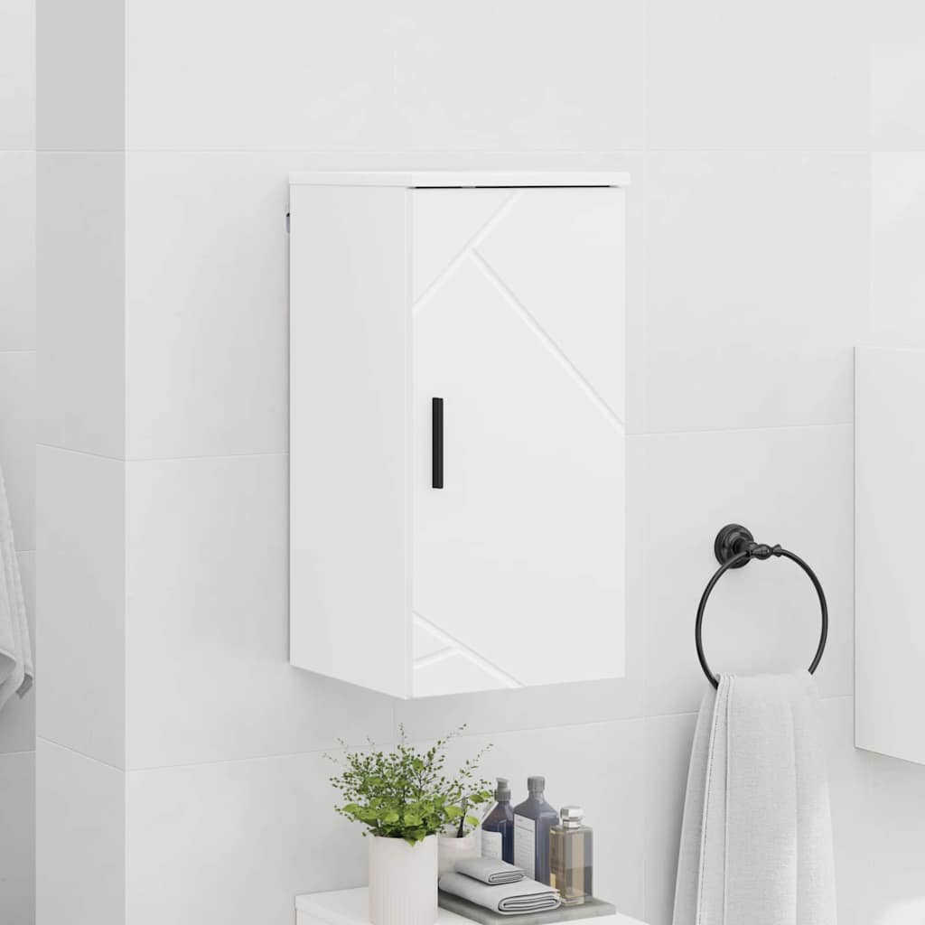 Bathroom Cabinet with Door High Gloss White 30 x 31.5 x 61 cm