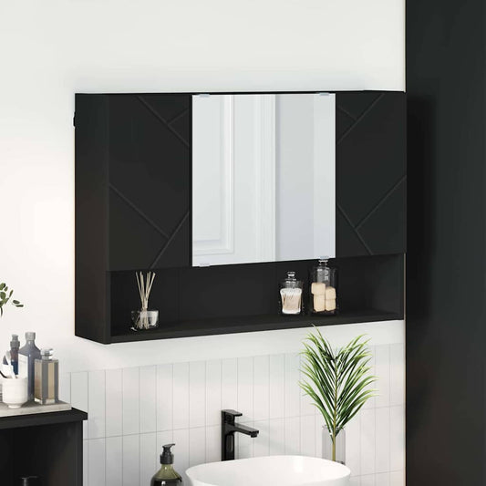 Bathroom Mirror Cabinet Black 80 x 17 x 55 cm Engineered wood