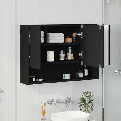 Bathroom Mirror Cabinet Black 80 x 17 x 55 cm Engineered wood