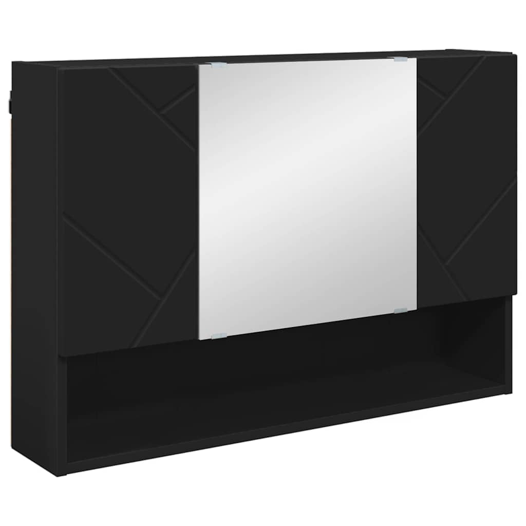 Bathroom Mirror Cabinet Black 80 x 17 x 55 cm Engineered wood