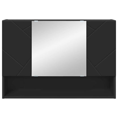 Bathroom Mirror Cabinet Black 80 x 17 x 55 cm Engineered wood