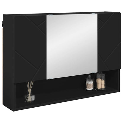 Bathroom Mirror Cabinet Black 80 x 17 x 55 cm Engineered wood