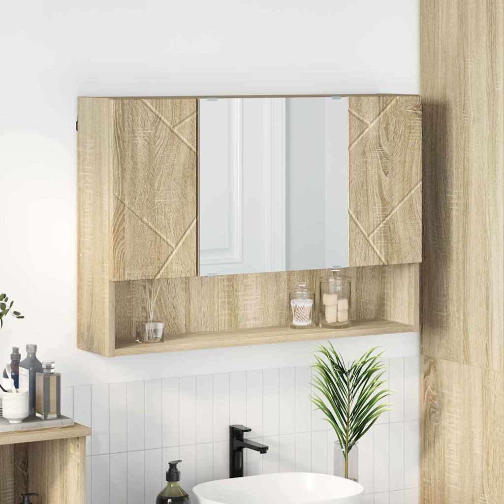 Bathroom Mirror Cabinet Wall-mounted Sonoma oak 80 x 17 x 55 cm