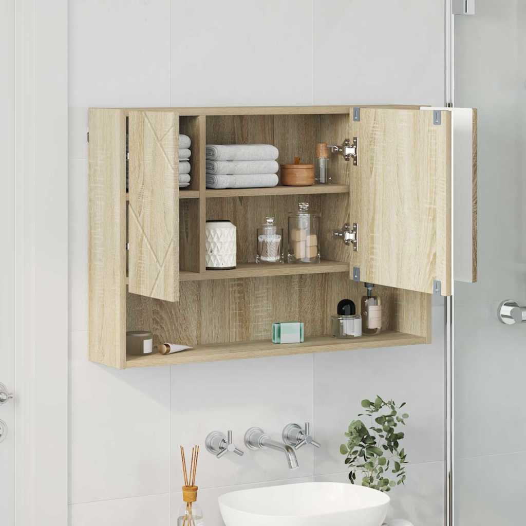 Bathroom Mirror Cabinet Wall-mounted Sonoma oak 80 x 17 x 55 cm