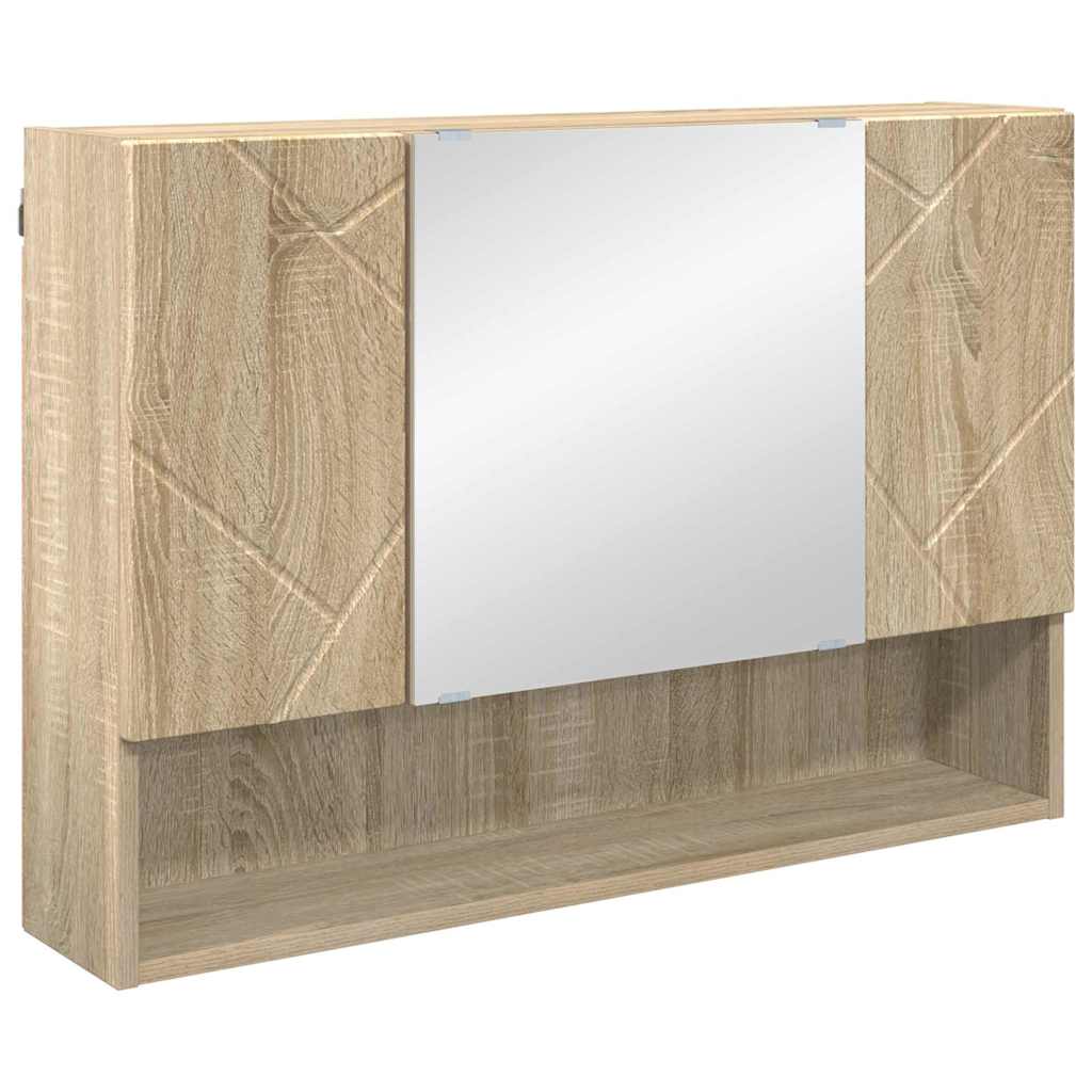 Bathroom Mirror Cabinet Wall-mounted Sonoma oak 80 x 17 x 55 cm