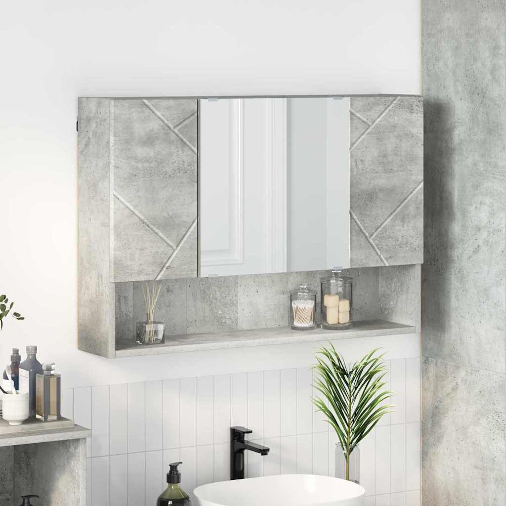 Bathroom Mirror Cabinet with Door Concrete grey 80 x 17 x 55 cm