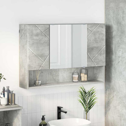 Bathroom Mirror Cabinet with Door Concrete grey 80 x 17 x 55 cm