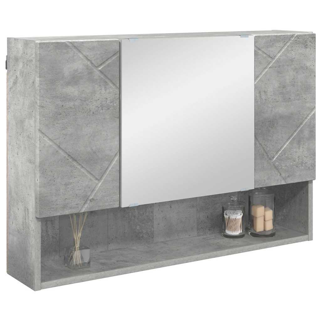 Bathroom Mirror Cabinet with Door Concrete grey 80 x 17 x 55 cm