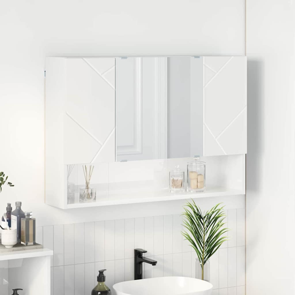 Bathroom Mirror Cabinet High gloss white 80 x 17 x 55 cm
