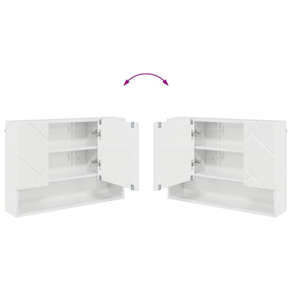 Bathroom Mirror Cabinet High gloss white 80 x 17 x 55 cm