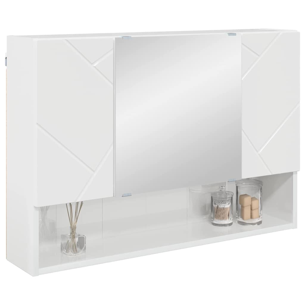 Bathroom Mirror Cabinet High gloss white 80 x 17 x 55 cm