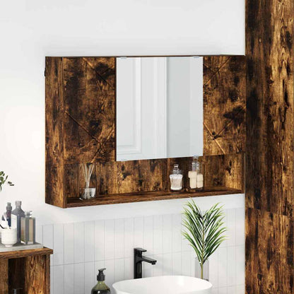 Bathroom Mirror Cabinet Wall-mounted Smoked oak 80 x 17 x 55 cm