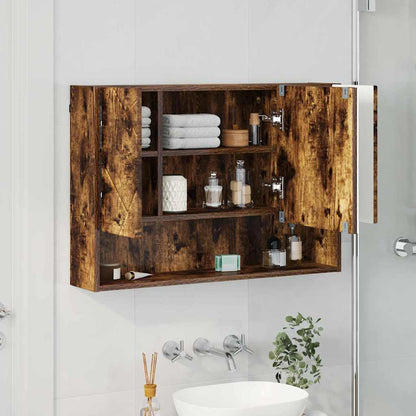Bathroom Mirror Cabinet Wall-mounted Smoked oak 80 x 17 x 55 cm