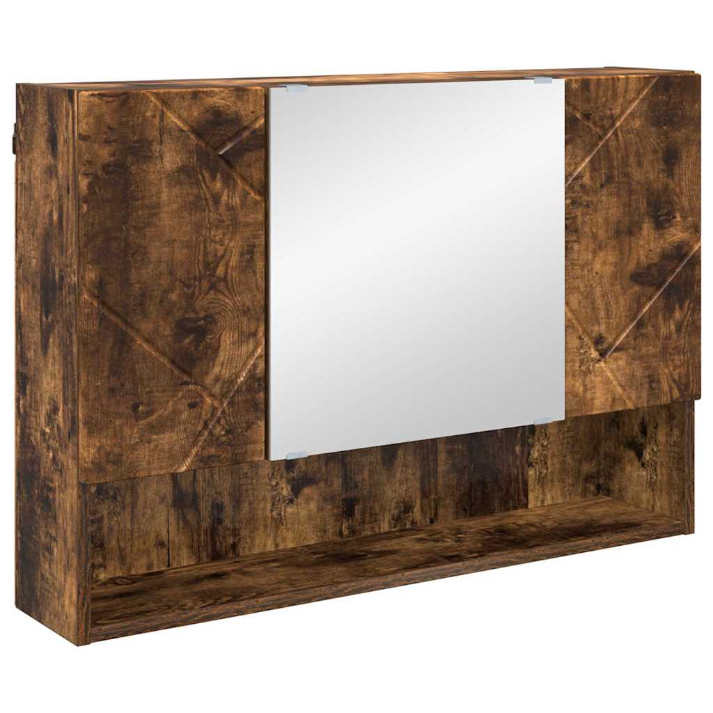 Bathroom Mirror Cabinet Wall-mounted Smoked oak 80 x 17 x 55 cm