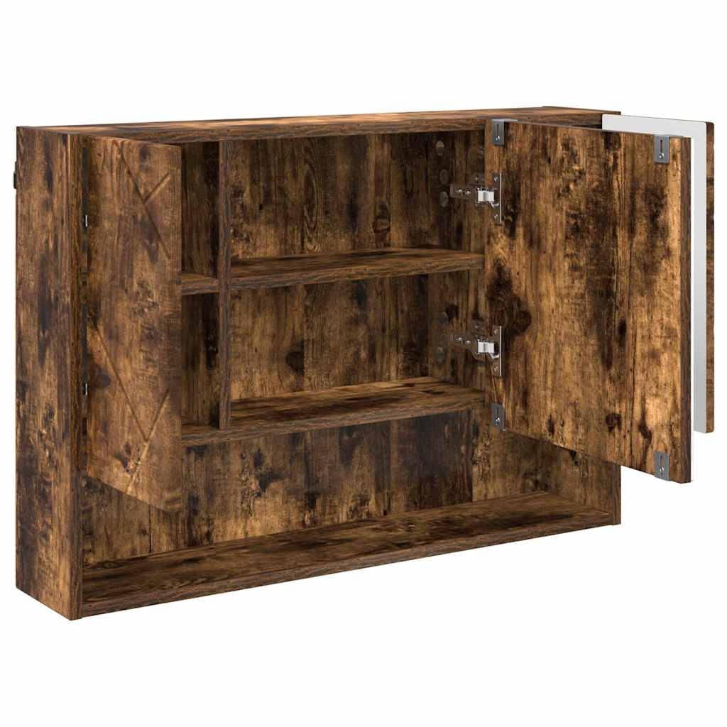 Bathroom Mirror Cabinet Wall-mounted Smoked oak 80 x 17 x 55 cm