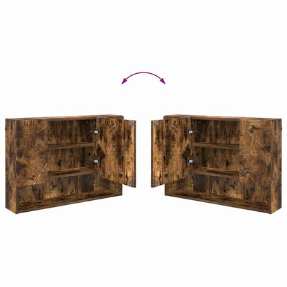 Bathroom Mirror Cabinet Wall-mounted Smoked oak 80 x 17 x 55 cm