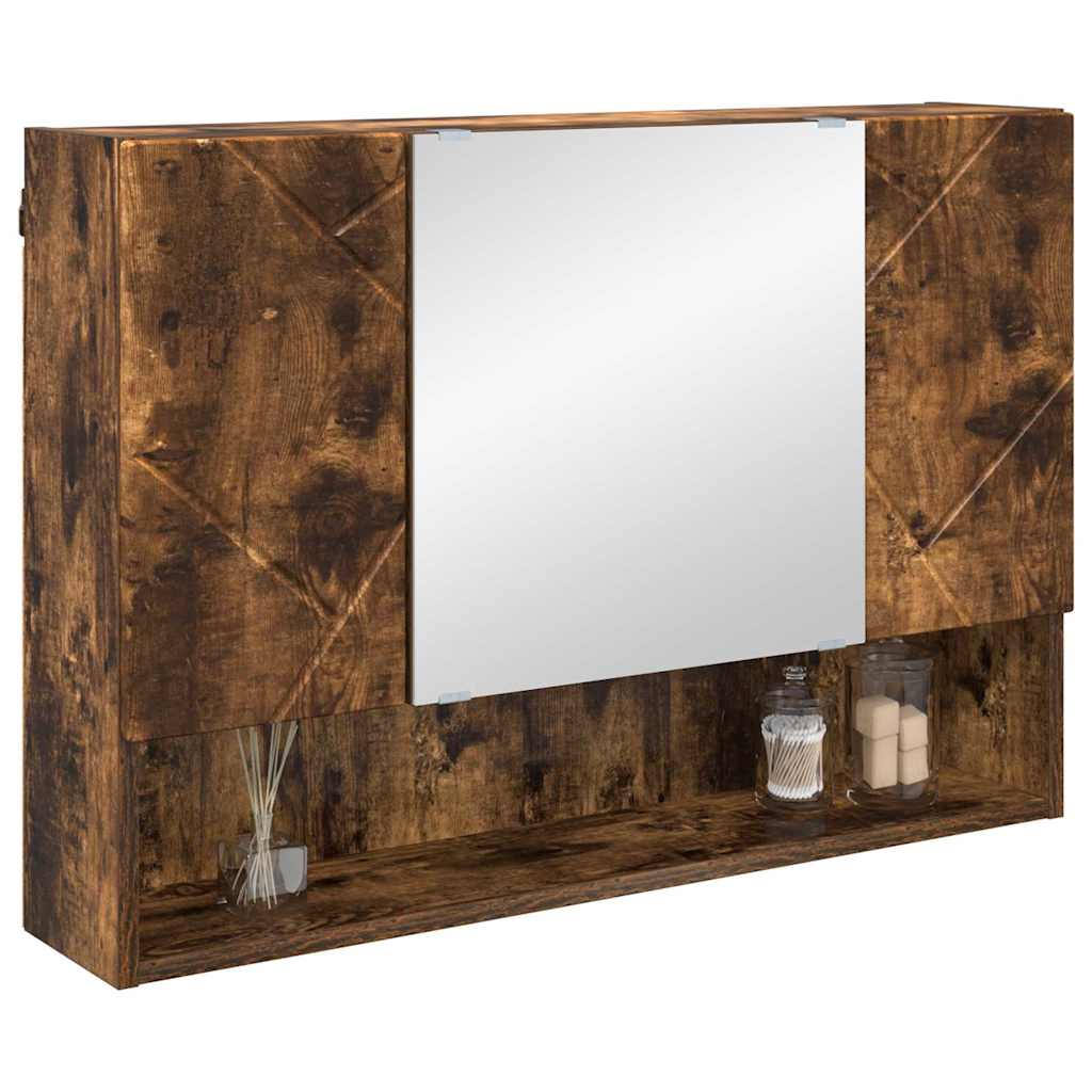 Bathroom Mirror Cabinet Wall-mounted Smoked oak 80 x 17 x 55 cm