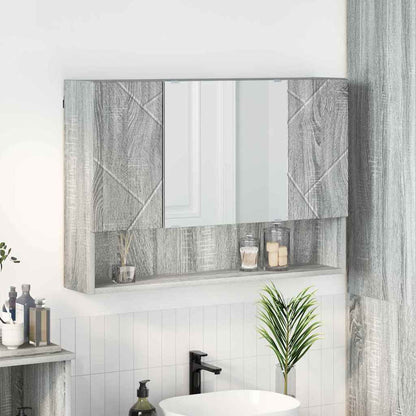 Bathroom Mirror Cabinet with Door Grey sonoma 80 x 17 x 55 cm