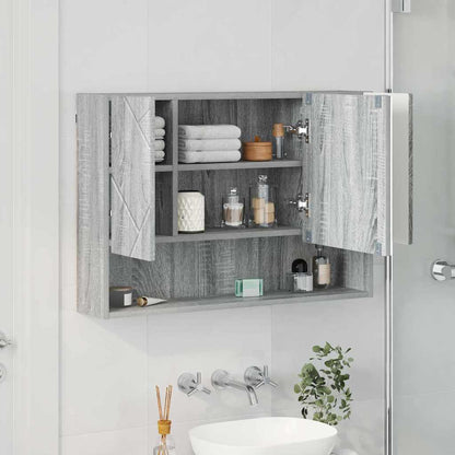 Bathroom Mirror Cabinet with Door Grey sonoma 80 x 17 x 55 cm