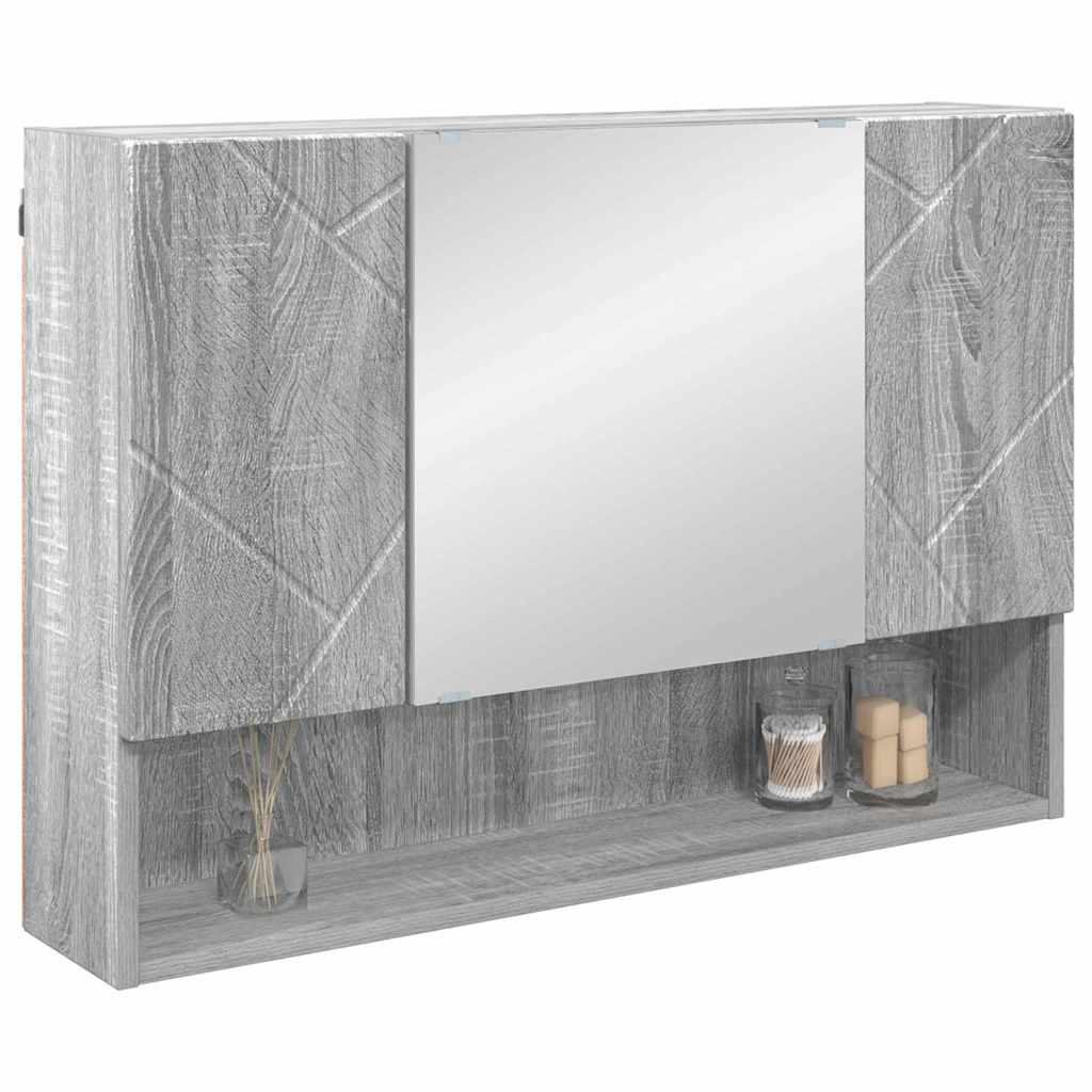 Bathroom Mirror Cabinet with Door Grey sonoma 80 x 17 x 55 cm