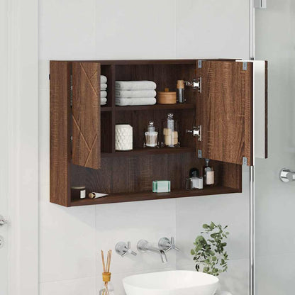 Bathroom Mirror Cabinet Wall-mounted Brown oak 80 x 17 x 55 cm