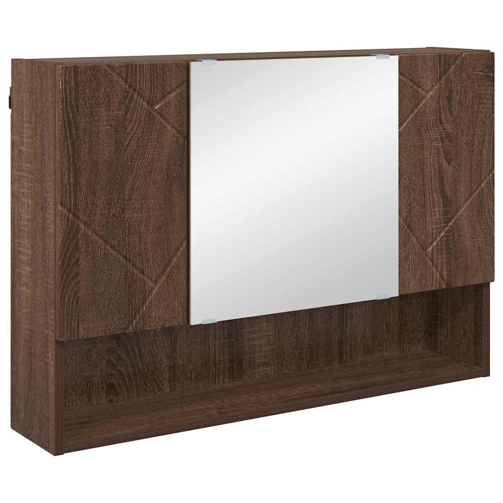 Bathroom Mirror Cabinet Wall-mounted Brown oak 80 x 17 x 55 cm