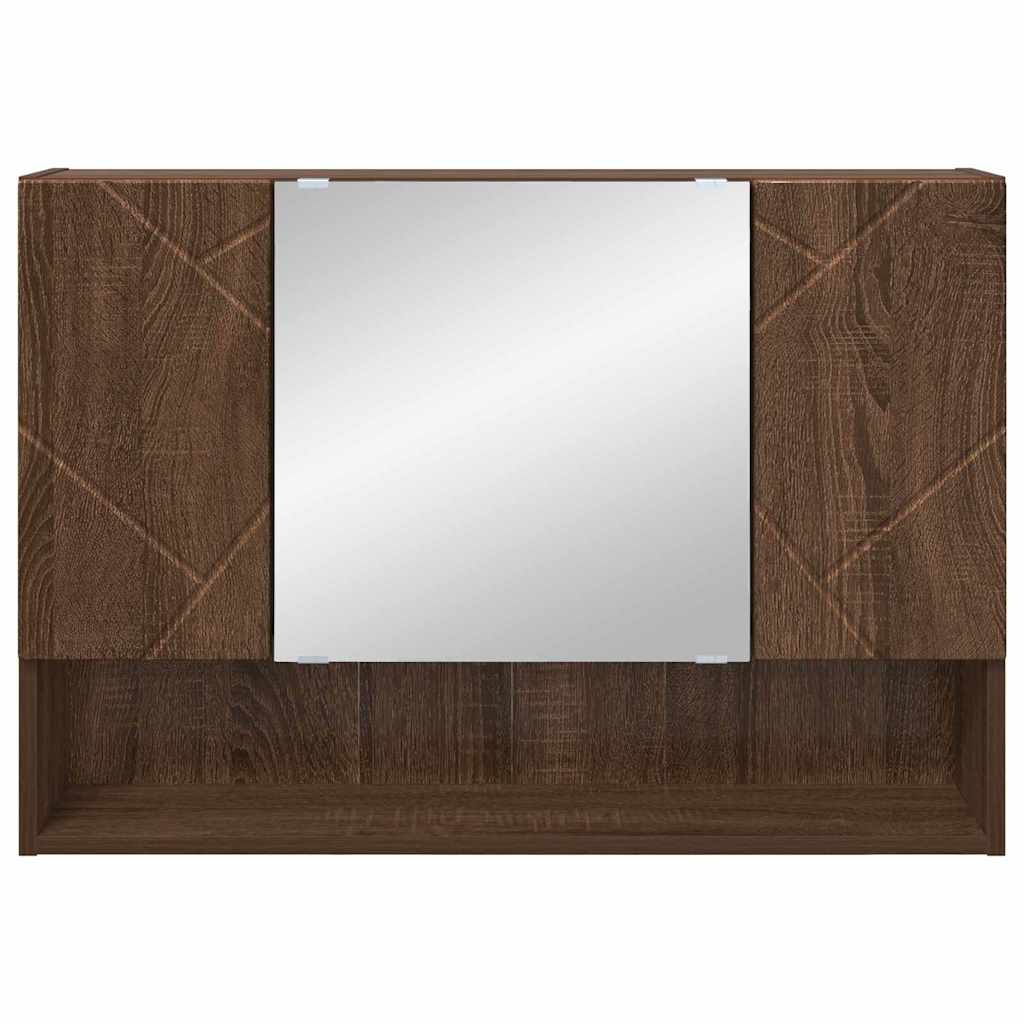 Bathroom Mirror Cabinet Wall-mounted Brown oak 80 x 17 x 55 cm