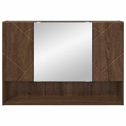 Bathroom Mirror Cabinet Wall-mounted Brown oak 80 x 17 x 55 cm