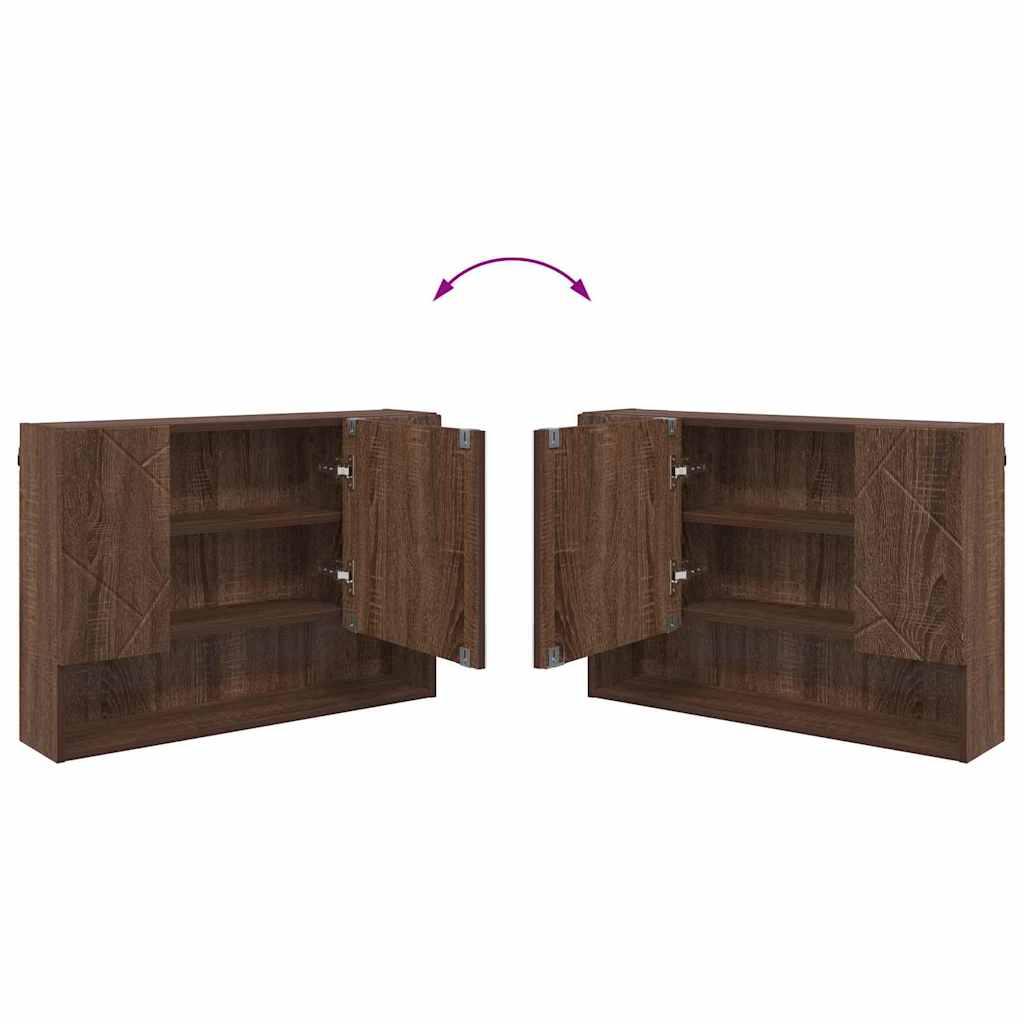 Bathroom Mirror Cabinet Wall-mounted Brown oak 80 x 17 x 55 cm