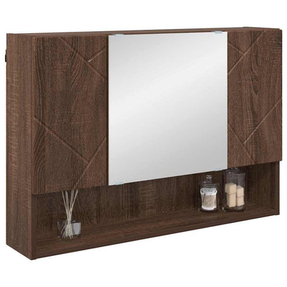 Bathroom Mirror Cabinet Wall-mounted Brown oak 80 x 17 x 55 cm