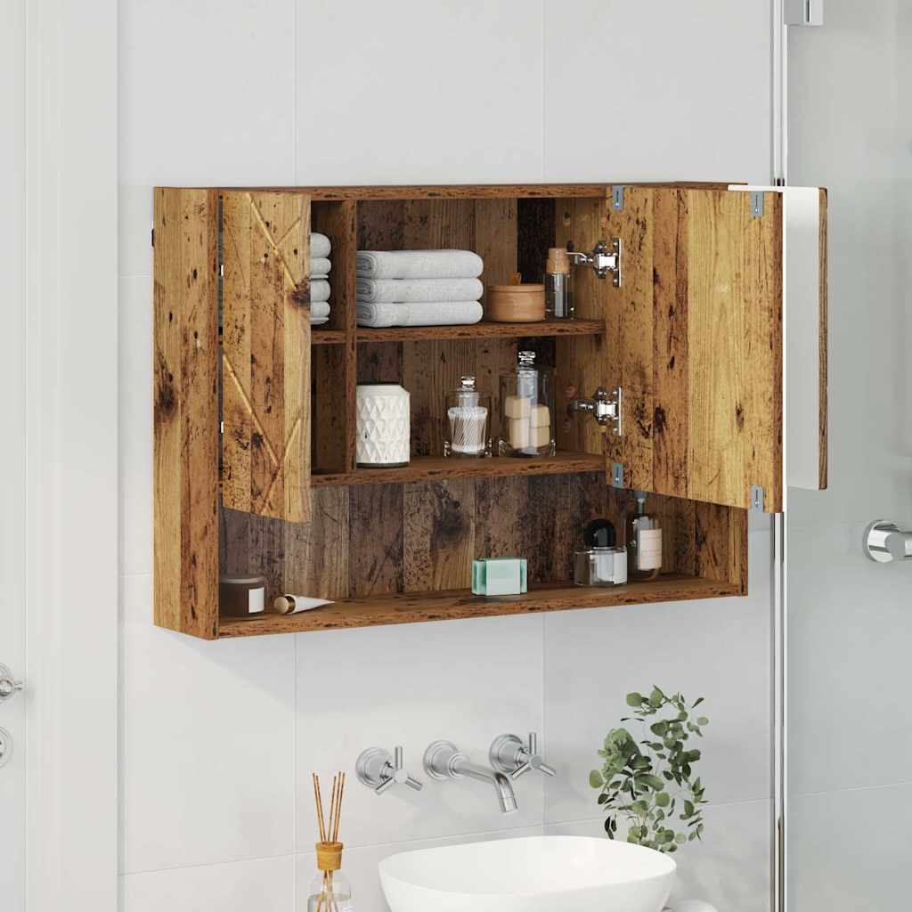 Bathroom Mirror Cabinet Wall-mounted Old wood 80 x 17 x 55 cm