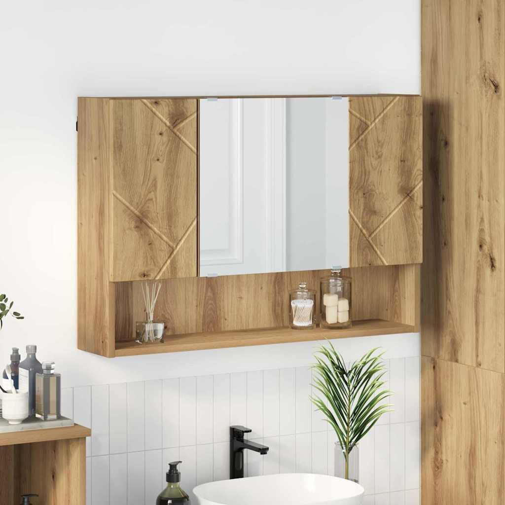 Bathroom Mirror Cabinet with Door Artisan oak 80 x 17 x 55 cm