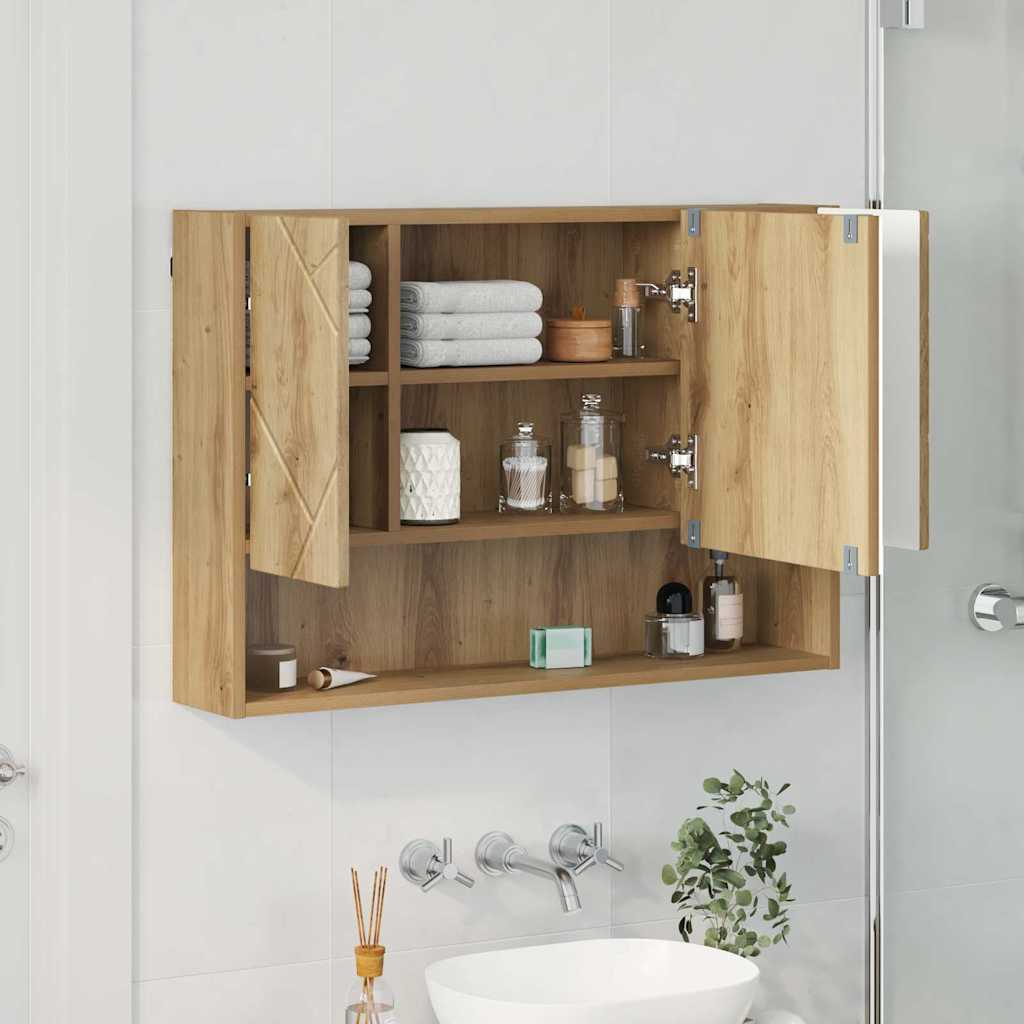 Bathroom Mirror Cabinet with Door Artisan oak 80 x 17 x 55 cm