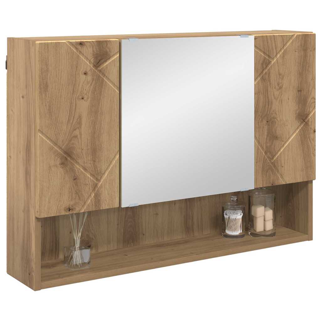 Bathroom Mirror Cabinet with Door Artisan oak 80 x 17 x 55 cm