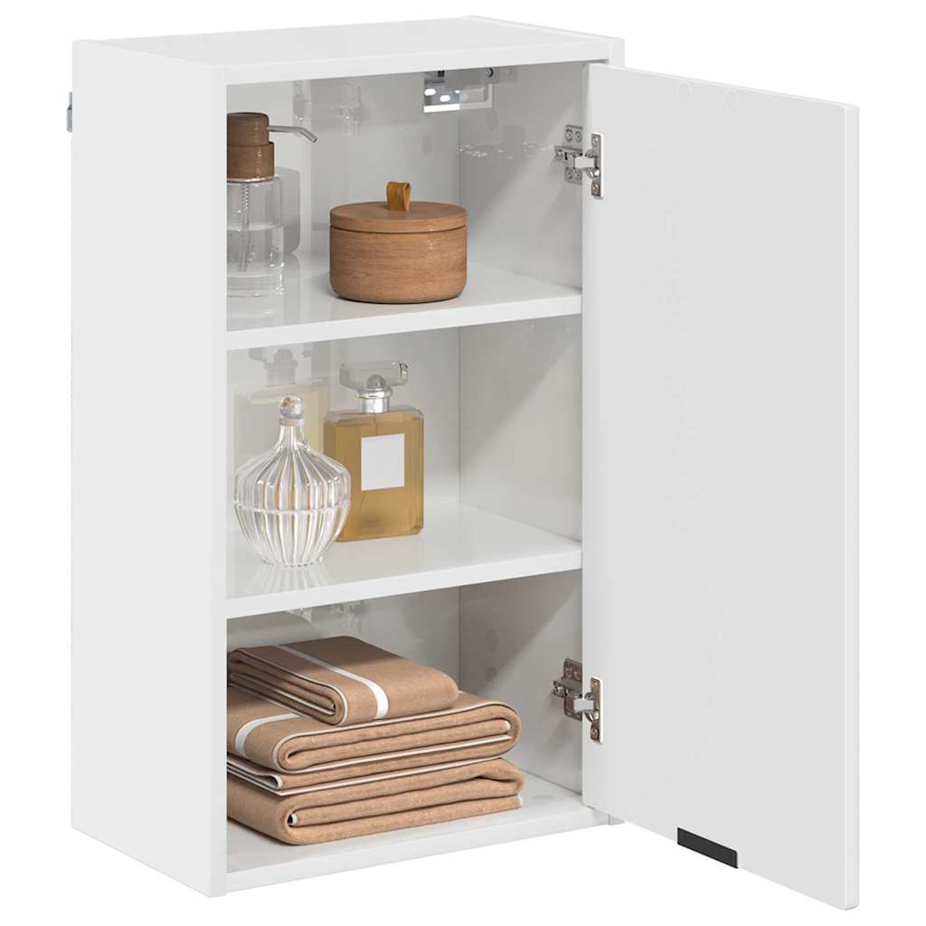 Bathroom Cabinet with Door High Gloss White 39 x 23.5 x 65 cm