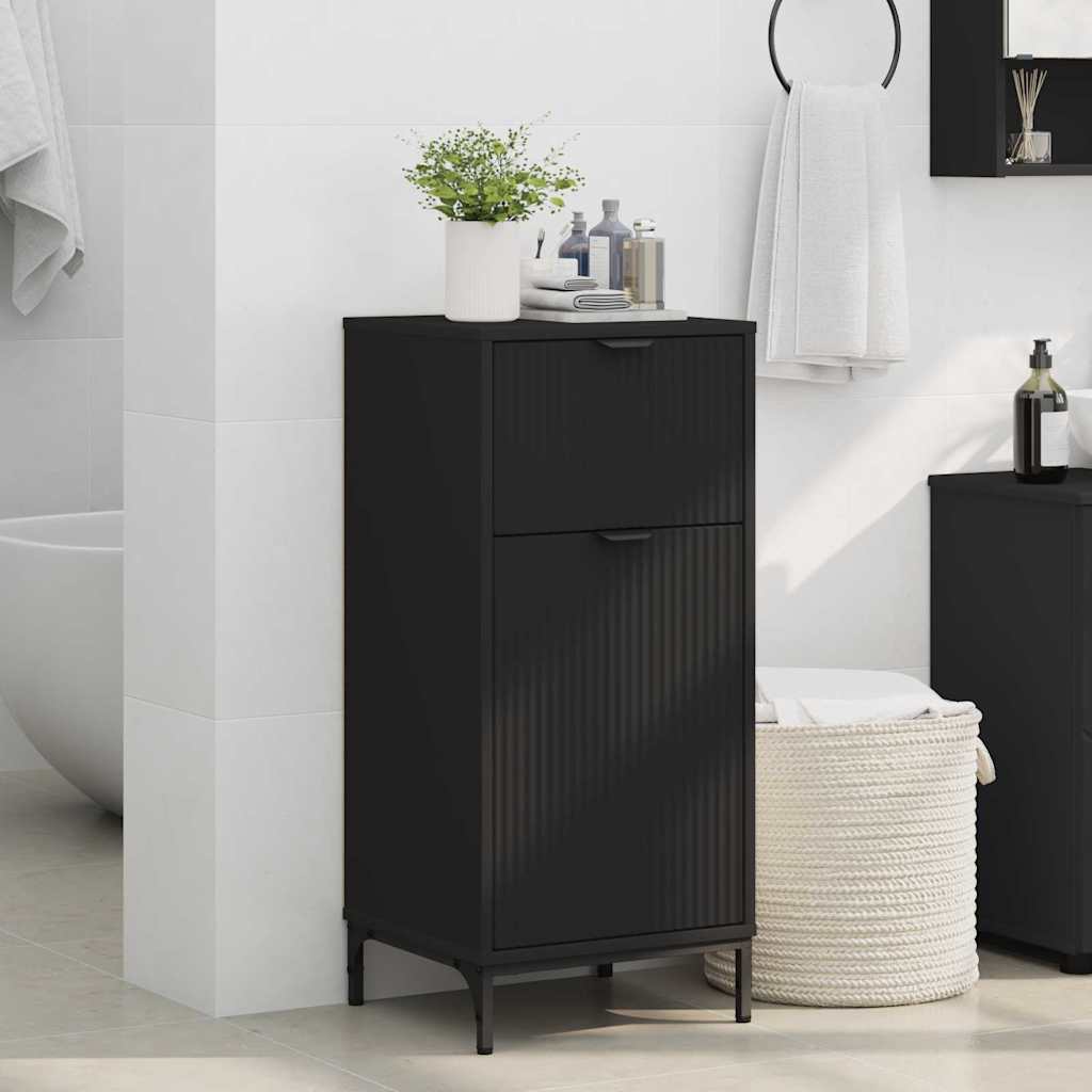 Bathroom Cabinet with Drawer with Door Black 39.5 x 36 x 88 cm