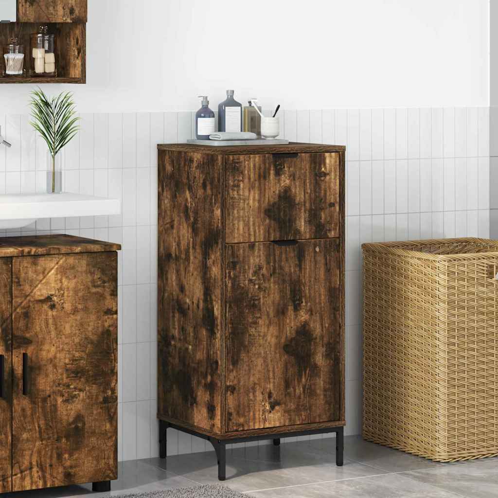 Bathroom Cabinet with Drawer Smoked Oak 39.5 x 36 x 88 cm