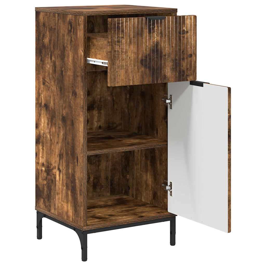 Bathroom Cabinet with Drawer Smoked Oak 39.5 x 36 x 88 cm