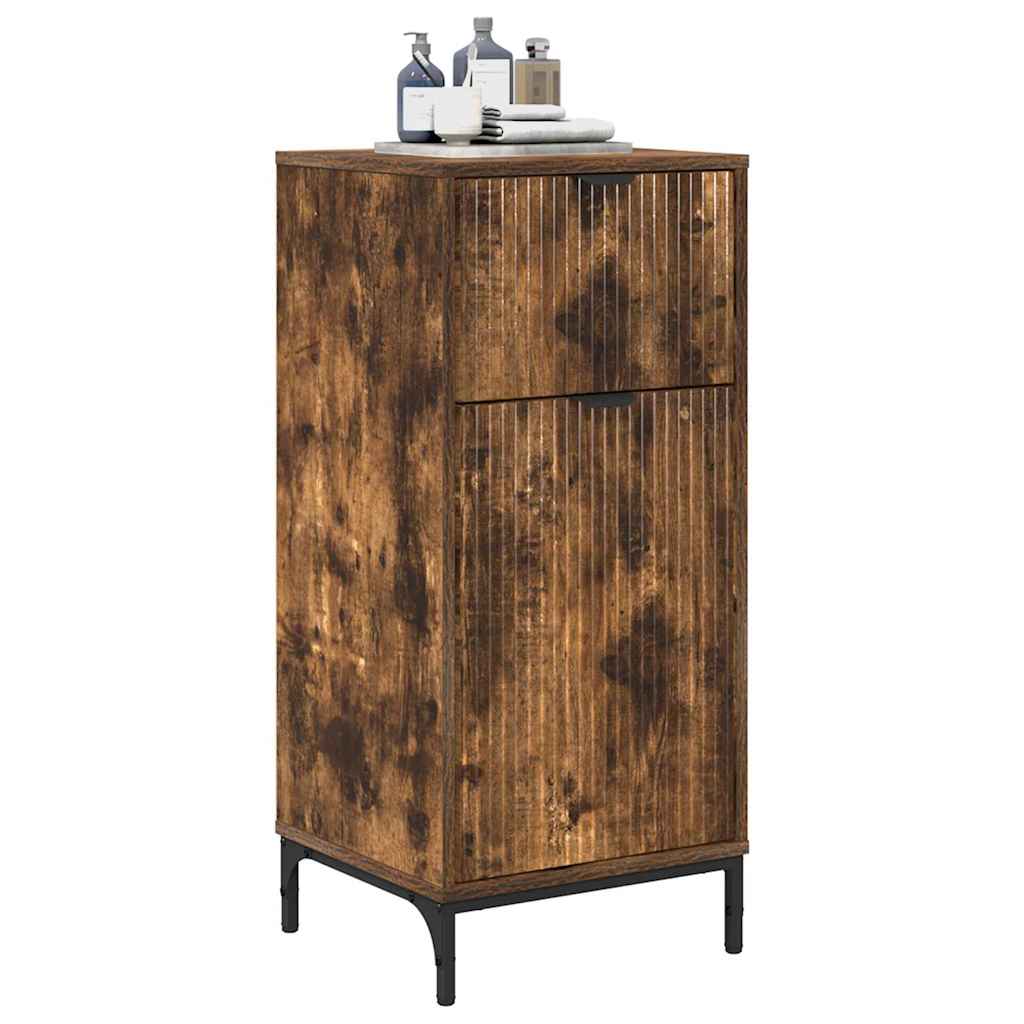 Bathroom Cabinet with Drawer Smoked Oak 39.5 x 36 x 88 cm