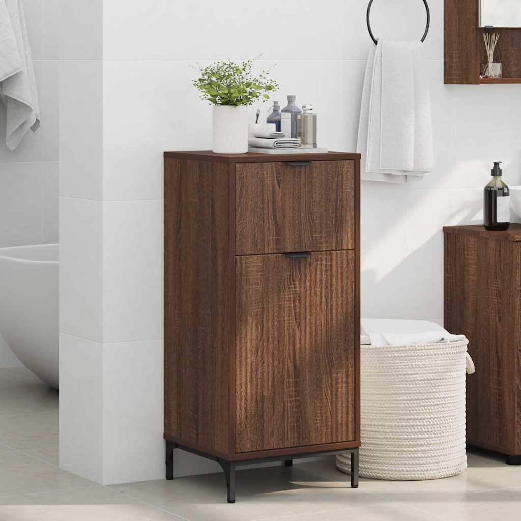 Bathroom Cabinet with Drawer Brown Oak 39.5 x 36 x 88 cm