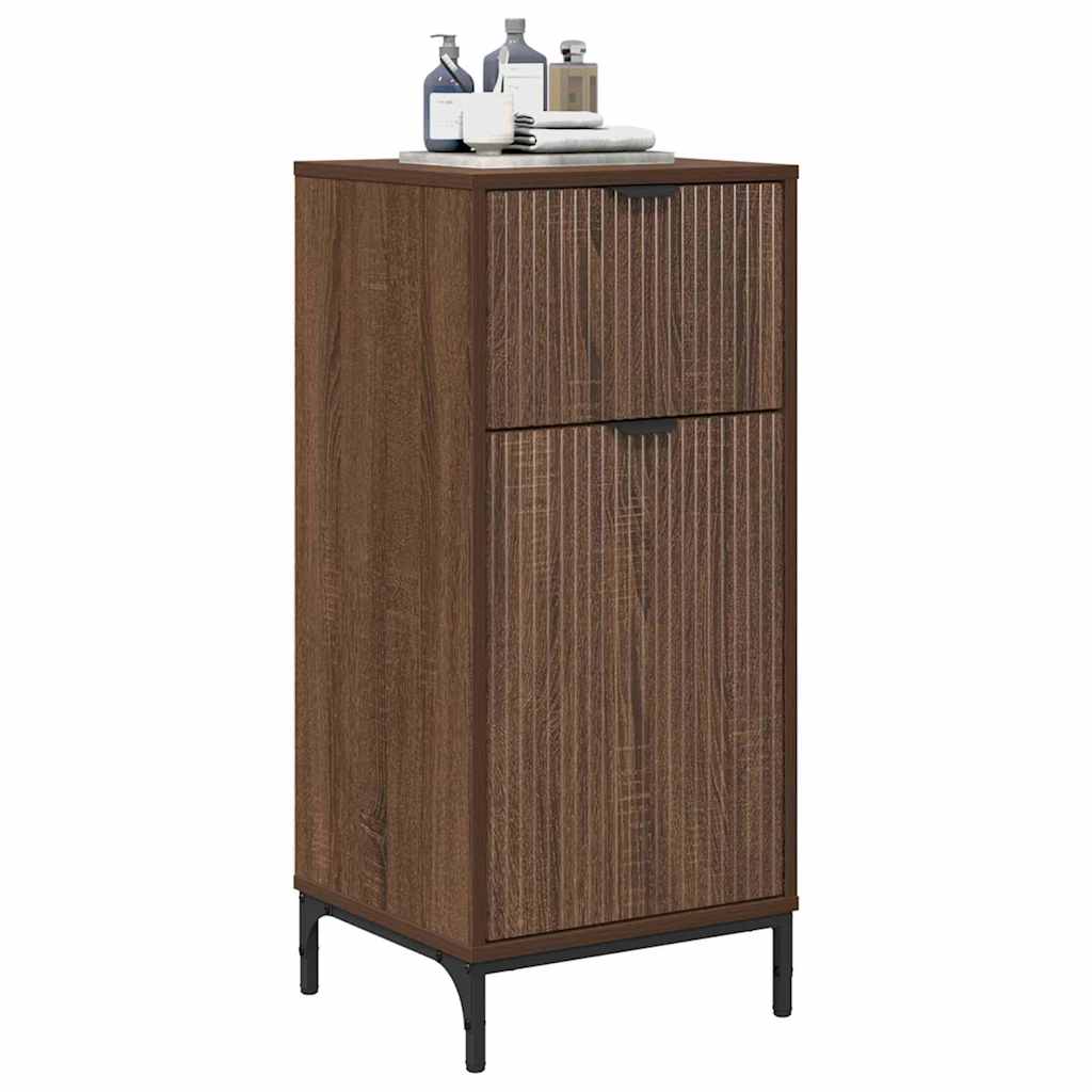 Bathroom Cabinet with Drawer Brown Oak 39.5 x 36 x 88 cm