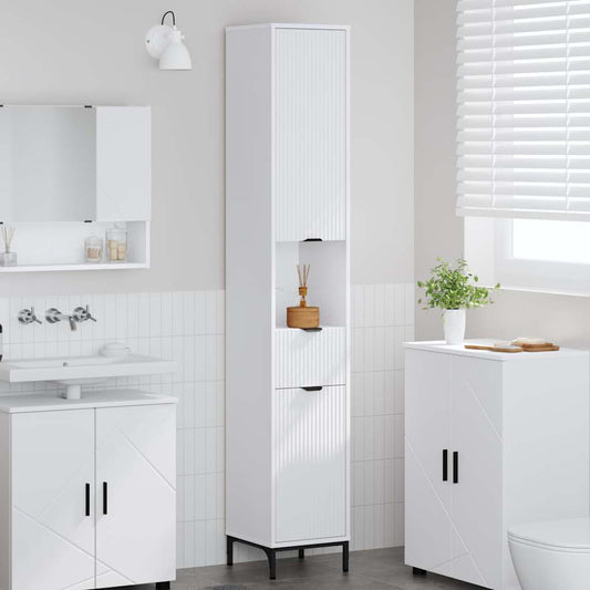 Bathroom Cabinet with Drawer with Door White 31.5 x 33 x 190 cm