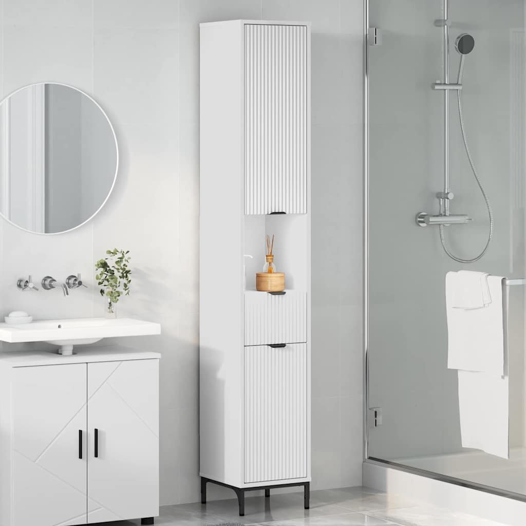 Bathroom Cabinet with Drawer with Door White 31.5 x 33 x 190 cm