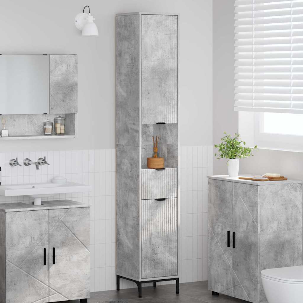 Bathroom Cabinet with Drawer Concrete Grey 31.5 x 33 x 190 cm