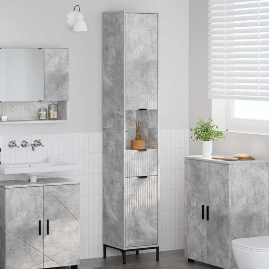 Bathroom Cabinet with Drawer Concrete Grey 31.5 x 33 x 190 cm