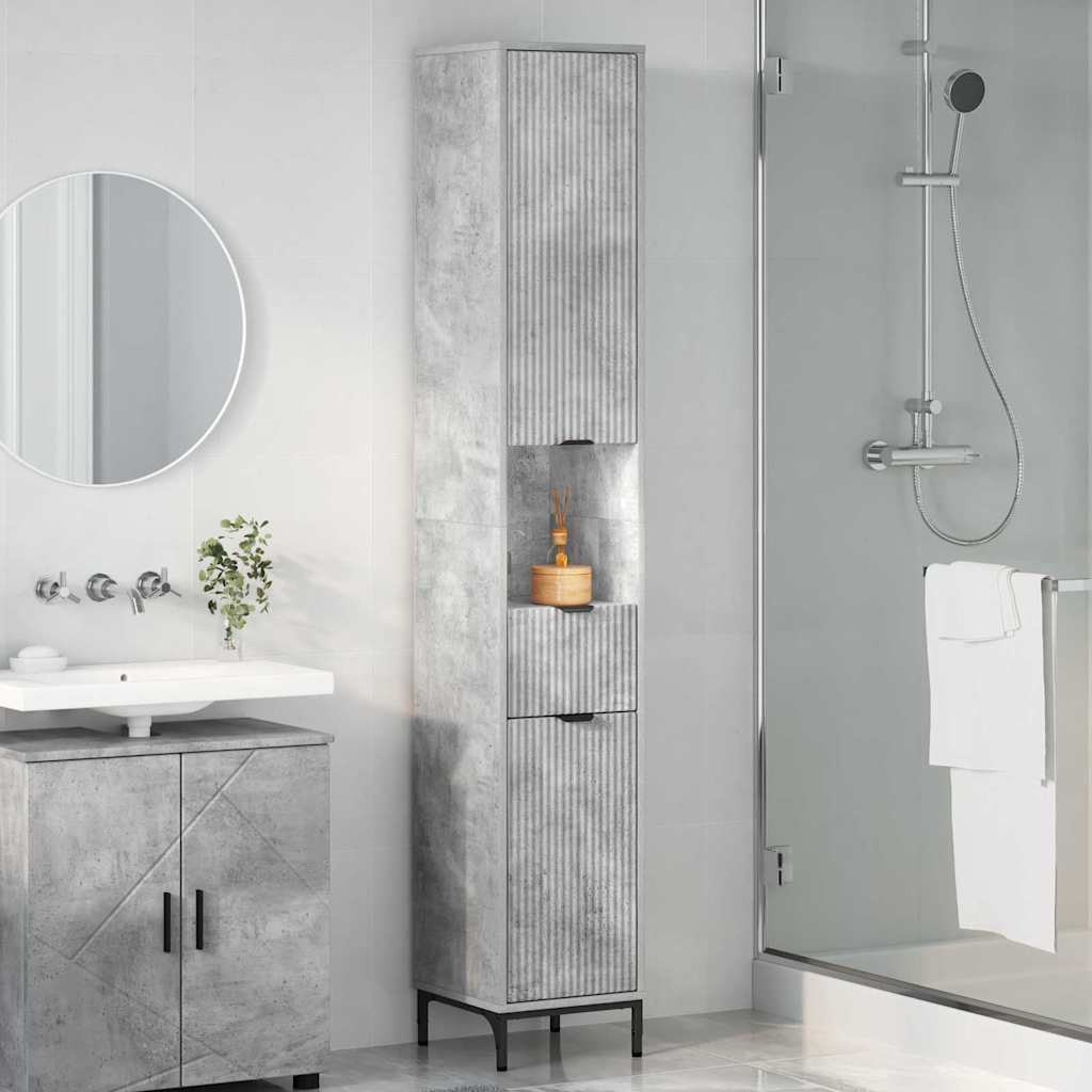 Bathroom Cabinet with Drawer Concrete Grey 31.5 x 33 x 190 cm
