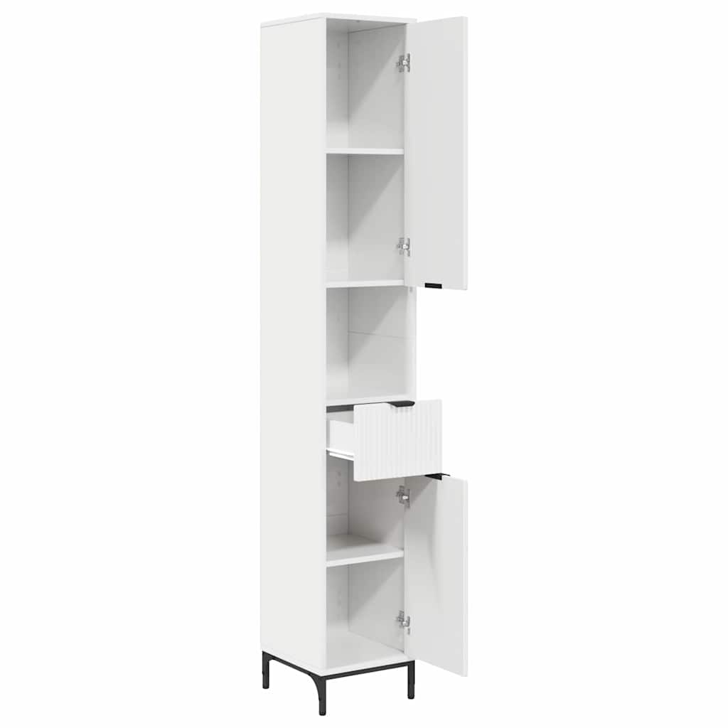 Bathroom Cabinet with Door High Gloss White 31.5 x 33 x 190 cm