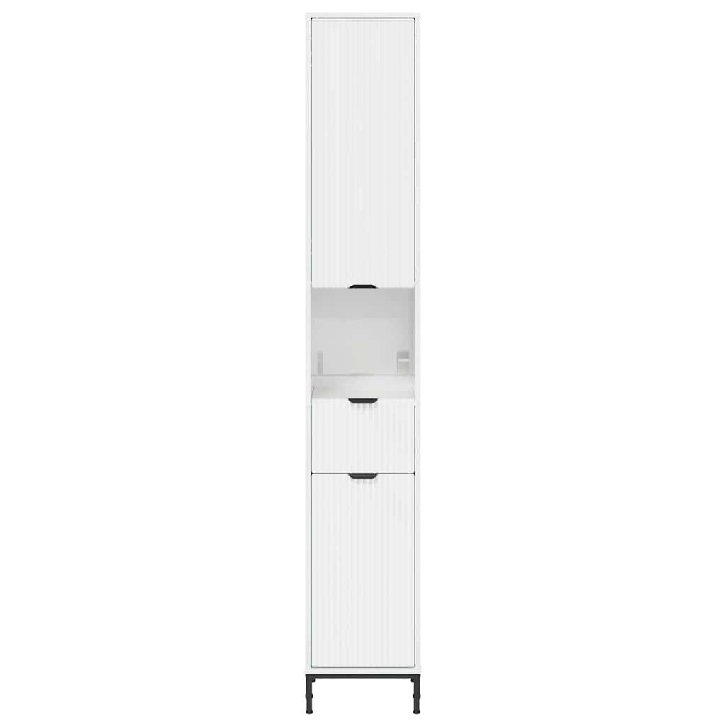 Bathroom Cabinet with Door High Gloss White 31.5 x 33 x 190 cm