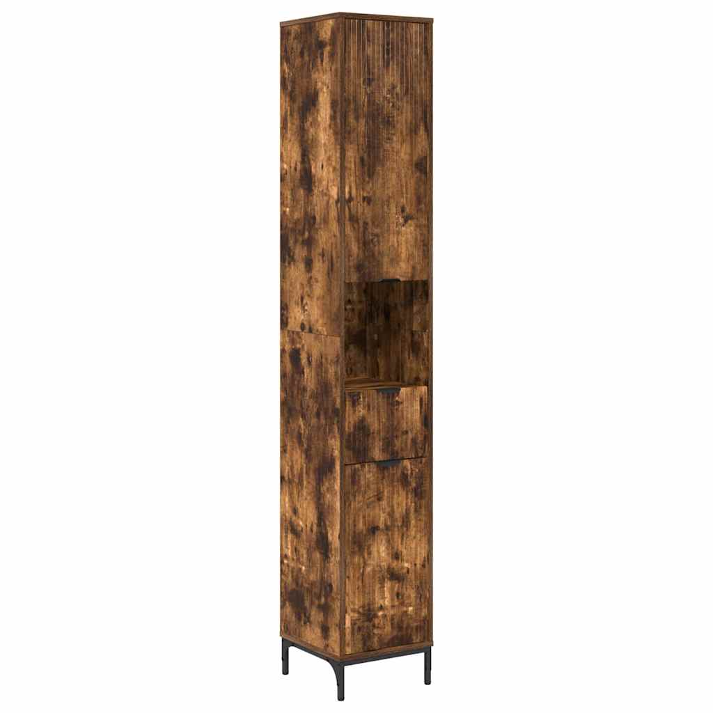 Bathroom Cabinet with Drawer Smoked Oak 31.5 x 33 x 190 cm