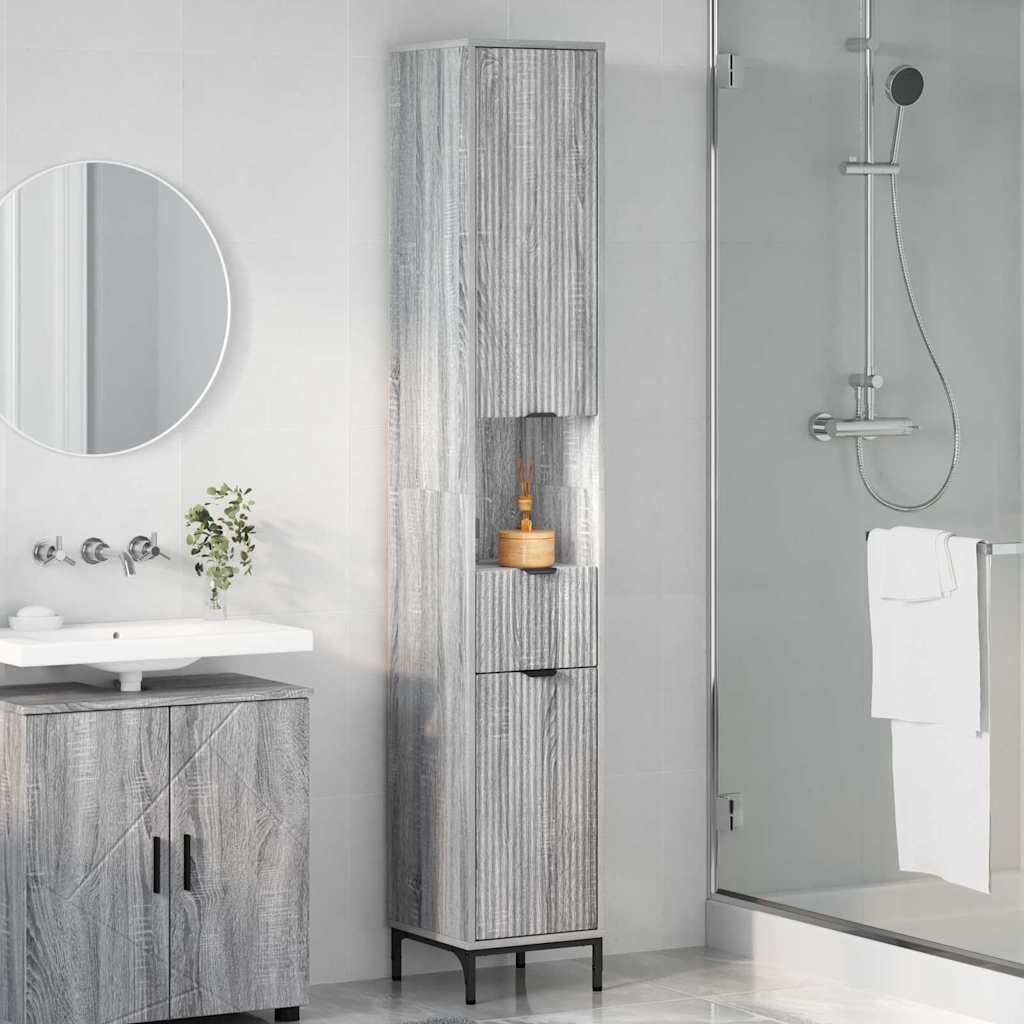 Bathroom Cabinet with Drawer Grey Sonoma 31.5 x 33 x 190 cm